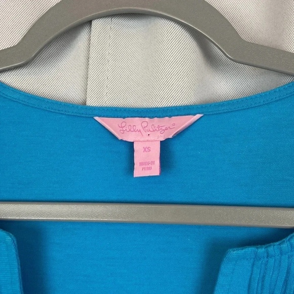 Lilly‎ Pulitzer Braylen Ariel Blue Quarter Sleeve Top Size XS - Picture 4 of 8